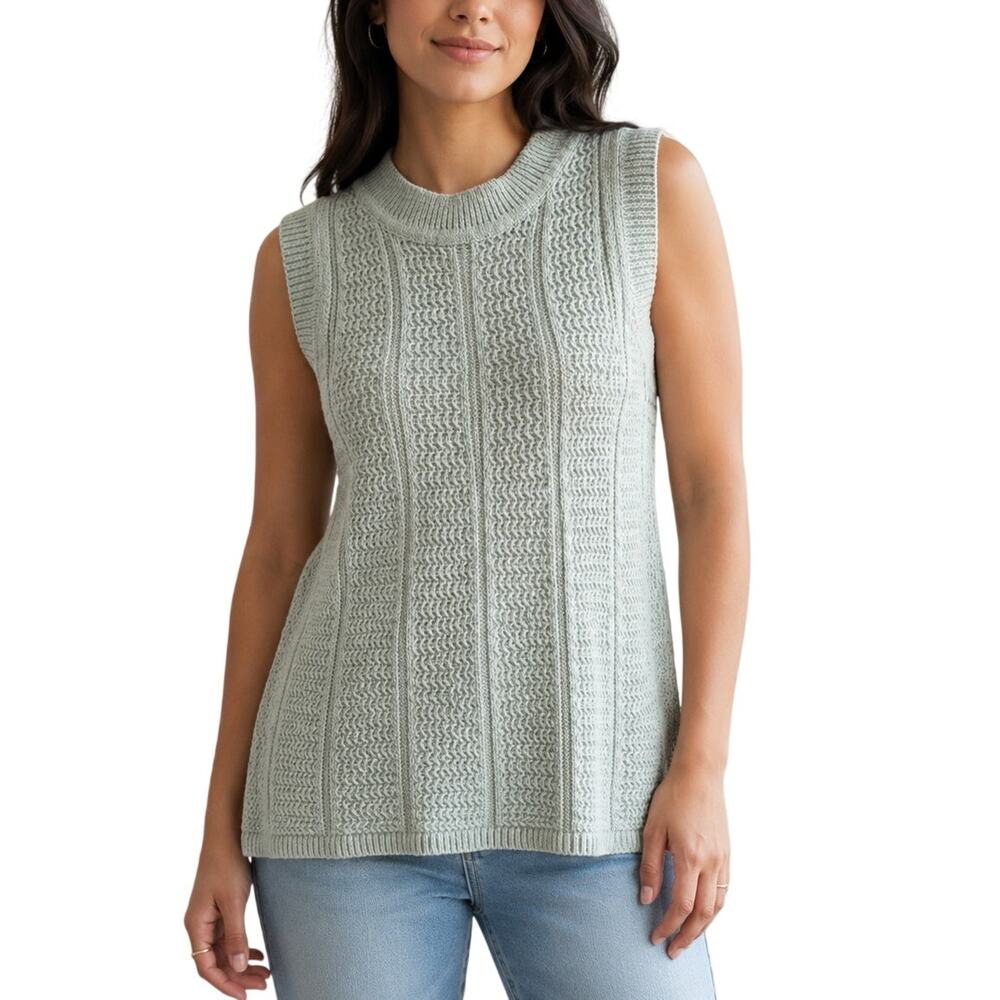 C&C California Mint Green Open Knit Sweater Tank M Coastal Chic